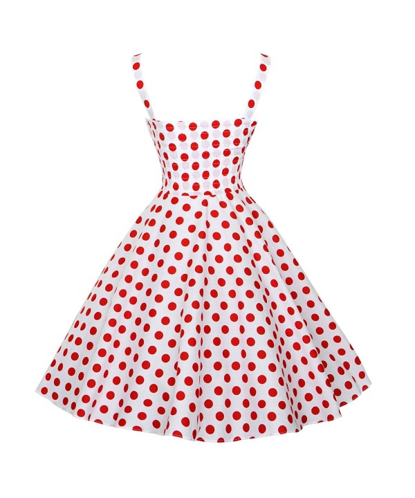 Women's 1950s Vintage Rockabilly Full Circle Dress - White Red ...