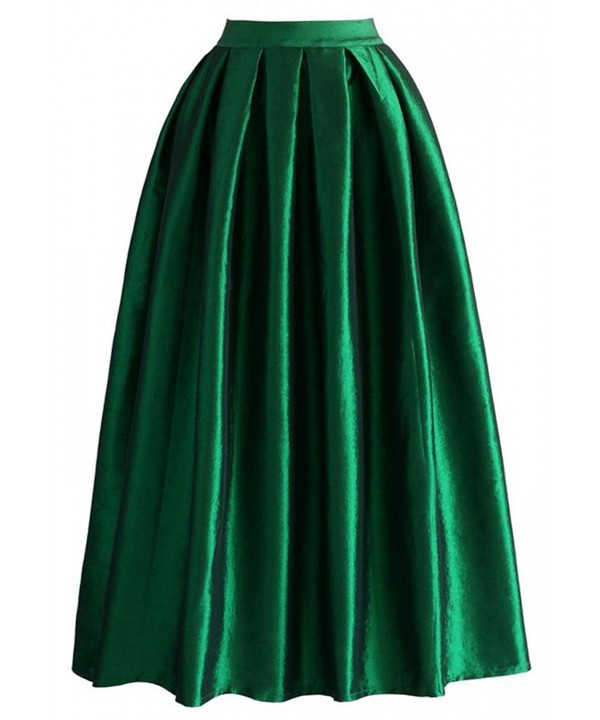 pleated maxi skirt dark green