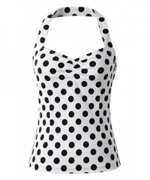 50s Vintage Retro Style Pinup Rockabilly Polka Shirt Halter Top - White ...