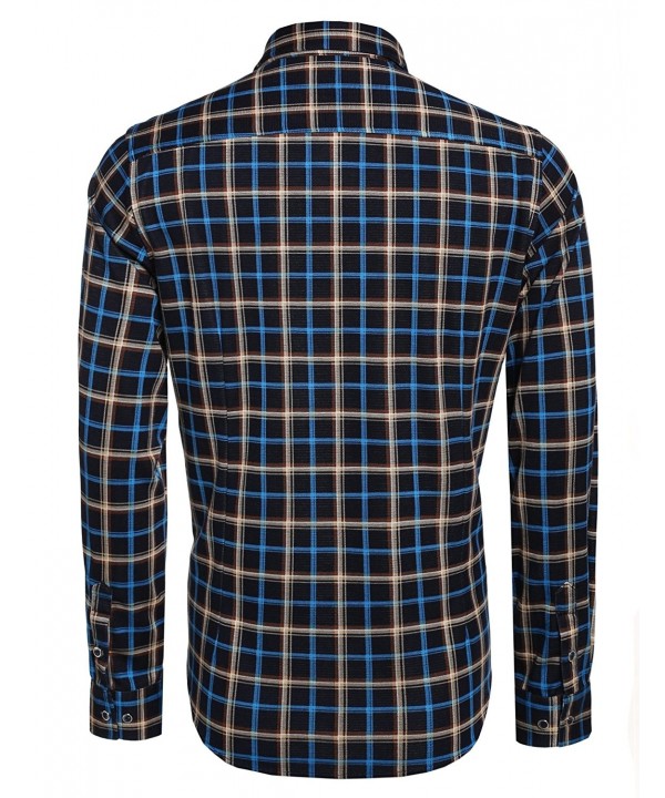 Casual Long Sleeve Flannel Plaid Shirt Slim Fit Button Down shrits - St ...