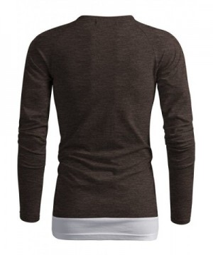 Men's Long Sleeve Shirt Bottom Layered Style T-Shirt - Kmttl0461_brown ...