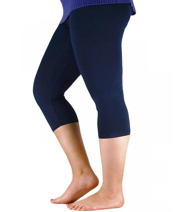 Women's Modal Plus Size Basic Solid Capri Leggings - Navy - CH182HRK60D