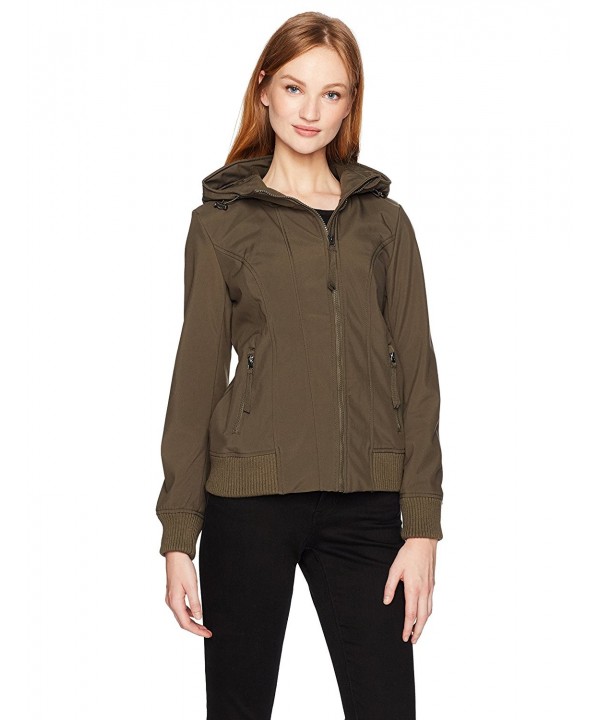 Women's Zip Front Soft Shell Bomber Jacket - Olive - C9185SSNQ8E