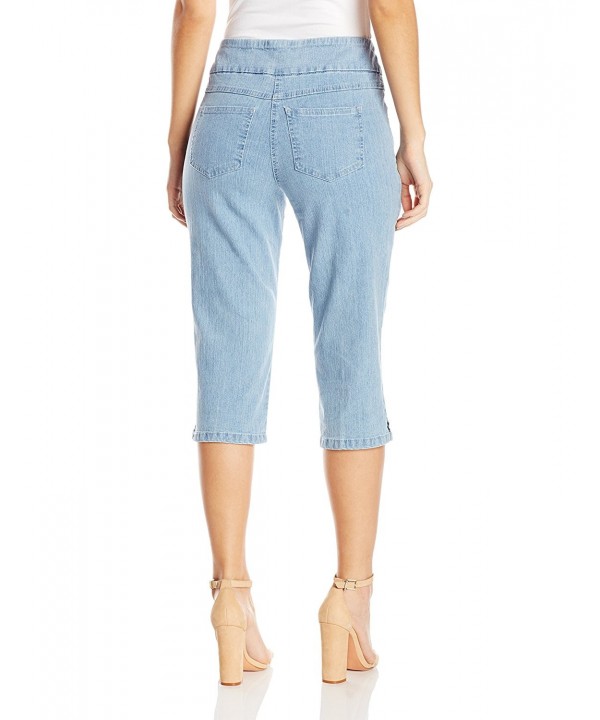 Women's Plus Size Pull-On Extra Stretch Denim Cropped Capri - Chambray ...