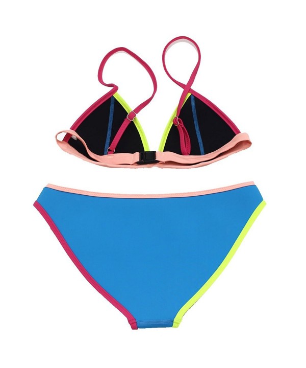 Womens Neoprene Bikini Mesh Triangle Set Bathing Suit Set(FBA) - Blue ...