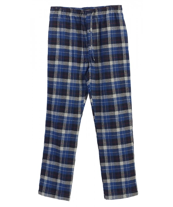 Mens Flannel Pajama Pants- Elastic Waist - Navy / Royal Blue - 2018 ...