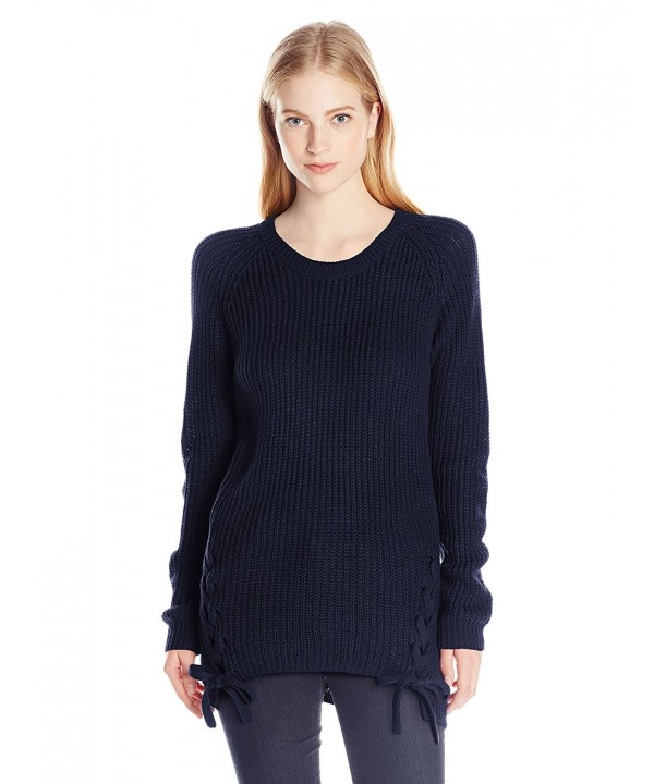 Women's Quinn Side Lace up Scoop Neck Pullover Sweater - Twilight Blue ...