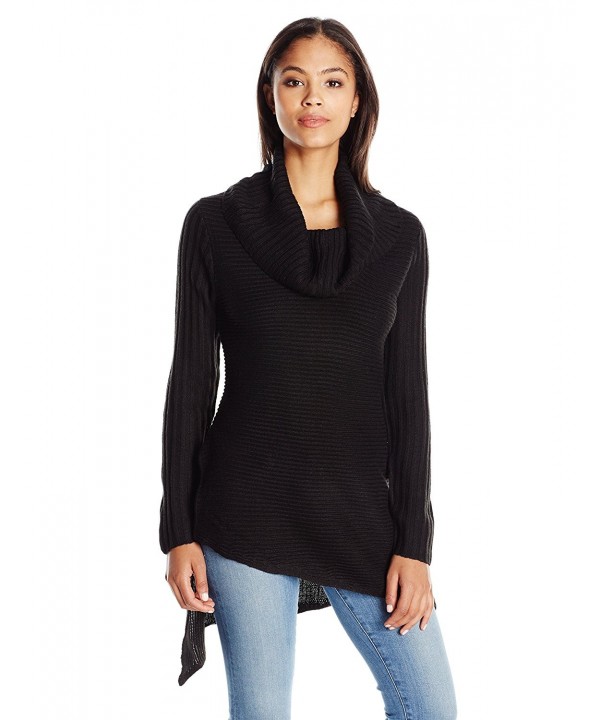 Women's Shaker Stitch Cowl Neck Pullover Sweater With Assymetrical Hem ...