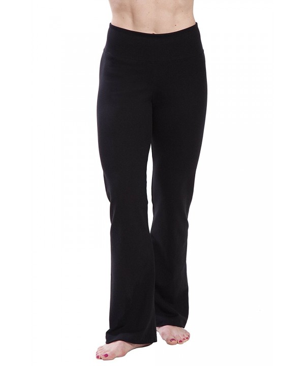 Womens Total Coverage High Waist Workout and Yoga Boot Cut Pant - Black ...