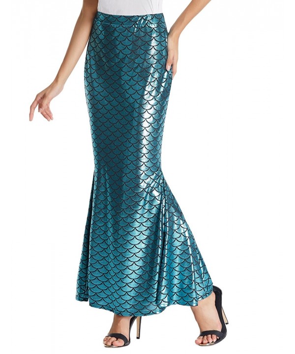 Women's Sexy Mermaid Skirt Shine Fish Tail Maxi Skirt - Blue - CV187AEQMK8