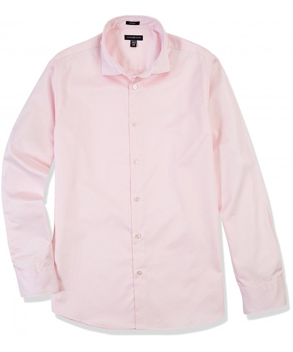 Men's Slim Fit Spread Collar Solid Pink Business Shirt Easy Care - Pink ...
