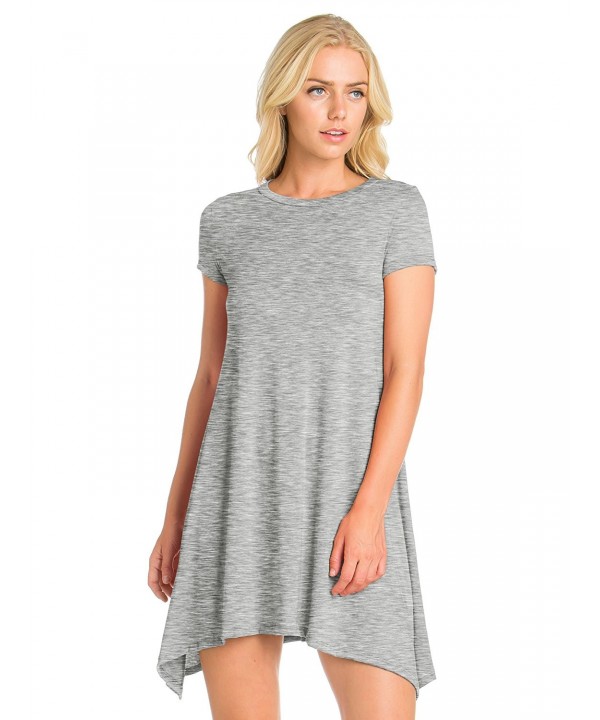 FACA Womens Shark Bite Loose Fit Tunic T-shirt Dress (S-XXXL) - Heather ...