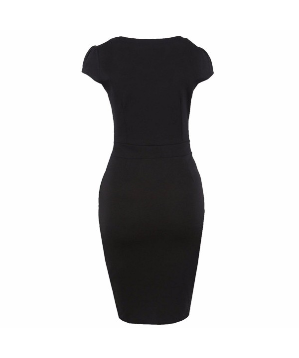 Women's Solid Color V-Neck Business Office Work Bodycon Pencil Dress ...