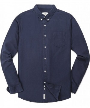 Men's Oxford Long Sleeve Button Down Dress Shirt With Pocket - Navy ...