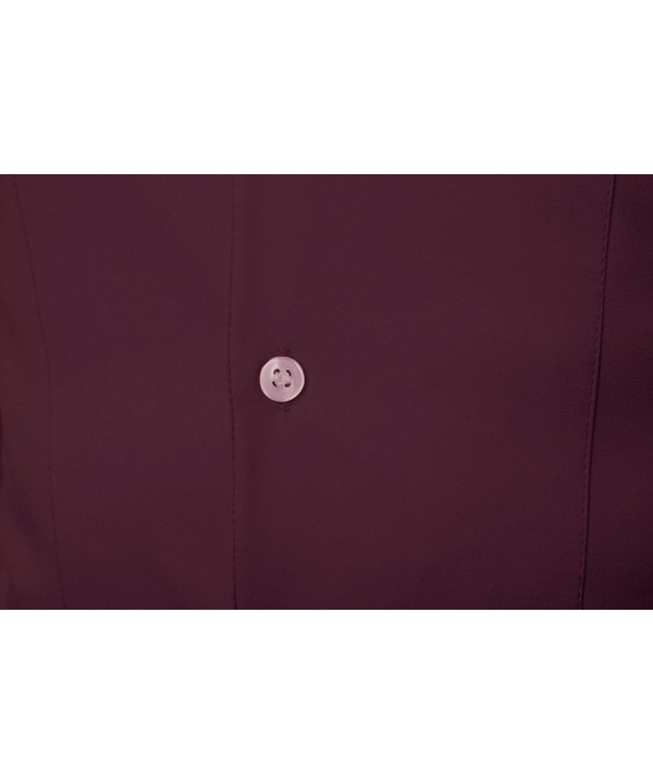 Casual Slim Fit Business Dress Shirt Solid Long Sleeve Shirt Burgundy