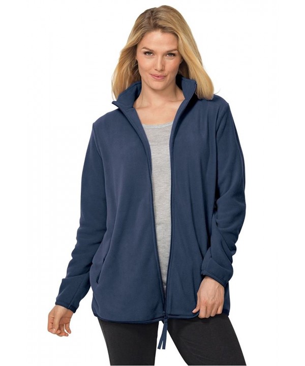 Women's Plus Size All American Comfort Zipper Front Fleece Jacket ...