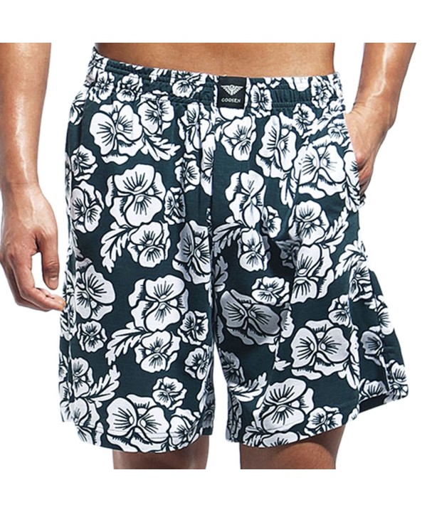 Men's Cotton Lounge Shorts with Pockets Elastic - Dark Green - CJ12JCCXBKT