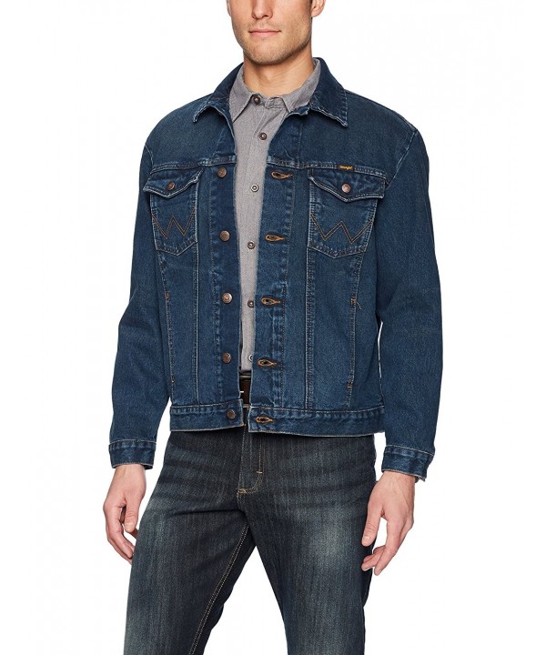 Men's Western Style Denim Jacket - Dark Blue - CP188KEQLO2