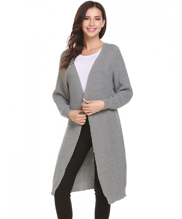Women's Oversized Long Knit Thin Sweater Maxi Duster Cardigan - Gray ...