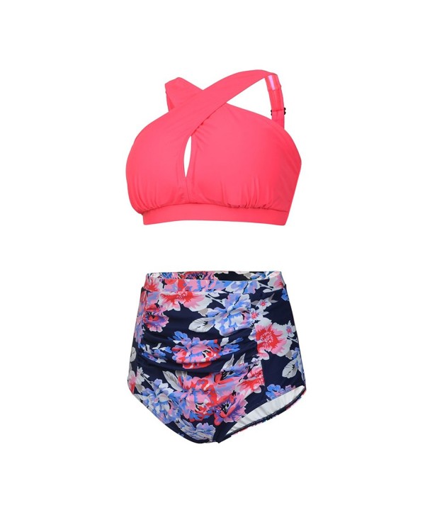 Women's Plus Size Vintage Cross High Waisted Bathing Suit Two Piece ...