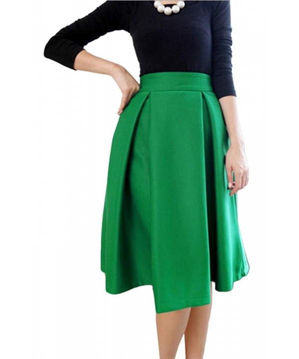 Womens Solid Vintage Women High Waist Full A Line Pleated Skirts ...