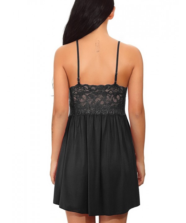 Sleepwear Chemises Babydoll Nightgown - Black - CK188T3EZHZ