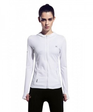 Women's Stretchy Workout Dri-Fit Hooded Jacket - White - CH12K8THD8L