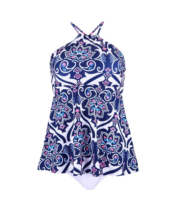 Womens Tankini Three Pieces Swimsuits Floral Print Bathing Suits Bikini ...