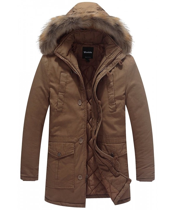 Men's Winter Thicken Cotton Jacket With Fur Hood - Khaki - C811PA2BBOX