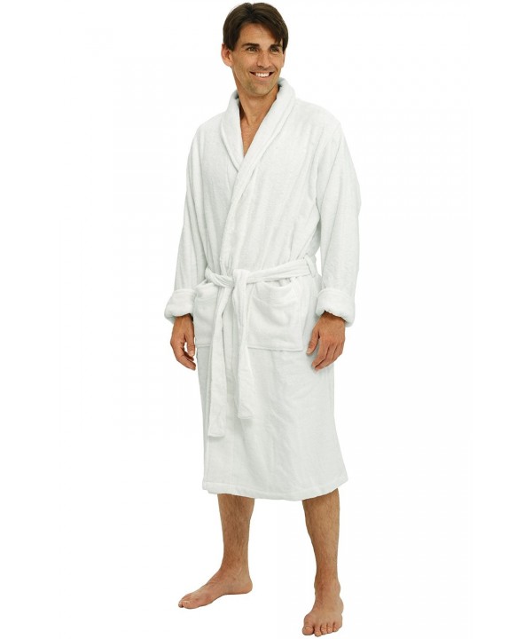 Mens Turkish Terry Cloth Robe- Thick Bathrobe - White - CC114LHOZ3D