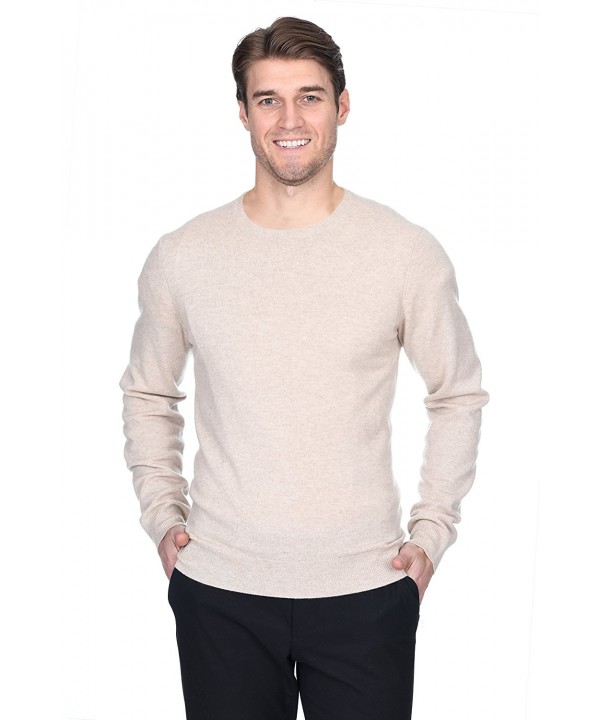 Men's Cashmere Wool Long Sleeve Pullover Crew Neck Sweater Premium ...