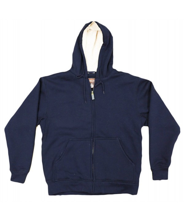 Men's Sherpa Lined Zip Front Relaxed Fit Hoodie - Navy - CN12MAZBI3V