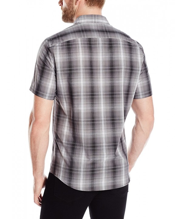 Men's Short Sleeve Gradient Plaid Woven Shirt - Black - CK1206FDEJT