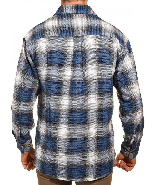 Pro Elite Mens Heavy Duty Flannel Shirt - Blue Highland - C212L6YQBP3