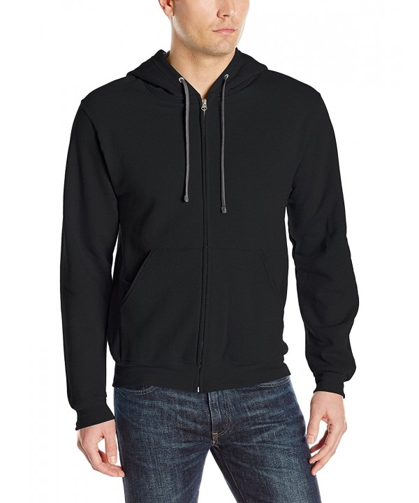 Men's Full-Zip Hooded Sweatshirt - Black - C5129HXYX0Z