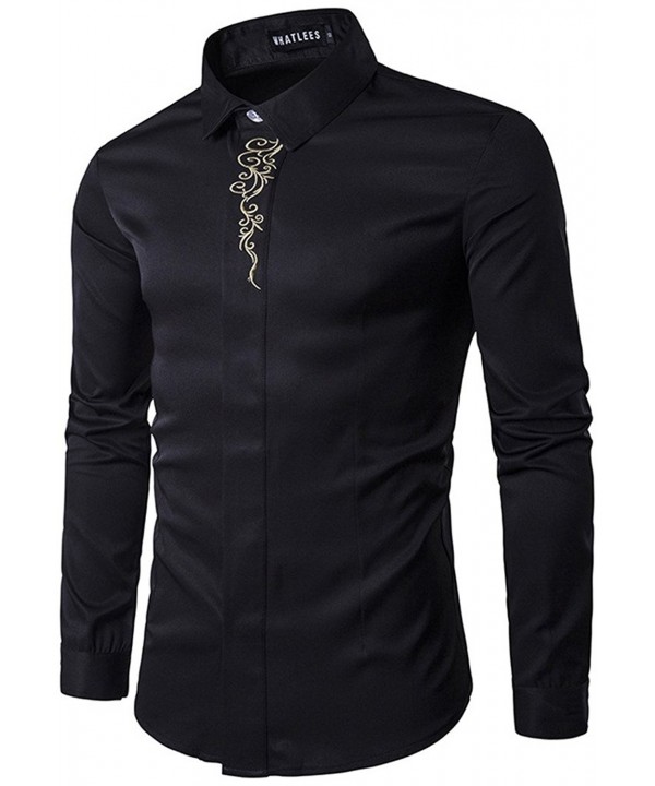 Mens Long Sleeve Extra Long Design Dress Shirt - B403-black - CY17YE747TG