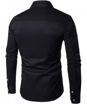 Mens Long Sleeve Extra Long Design Dress Shirt - B403-black - CY17YE747TG