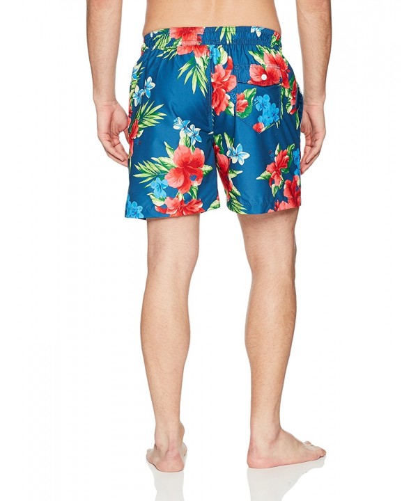 Men's South Floral Quick Dry Beach Volley Swim Trunk - Denim Blue ...