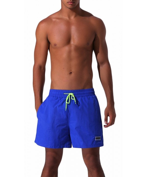 Men's Performance Solid Shorts With Pocket - Deep Blue - C3184XI20CU