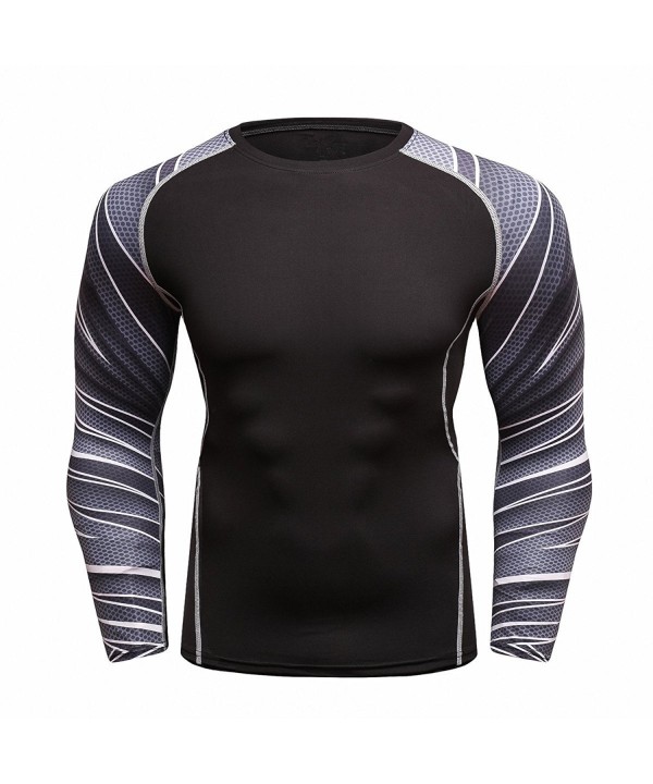 Men's Soft Slim Long Sleeve Dry-Fit Compression Gym Trainning Shirt ...