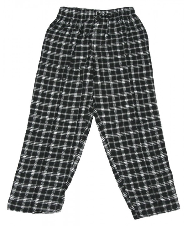 Men's Woven Flannel Pajama Sleeper Pants - Black/White - C0186KT9R3X