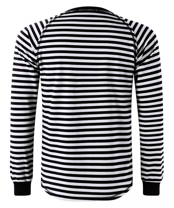 Men's Shirt Long Sleeve Striped T-Shirt Crew Neck Loose Fit Tee Tops