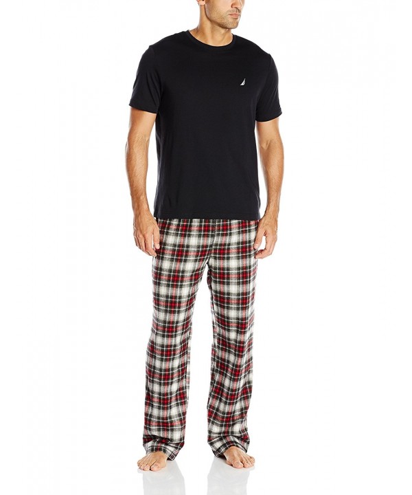 Men's Flannel Pant and Black Tee Set - True Black - CQ12H895A7T