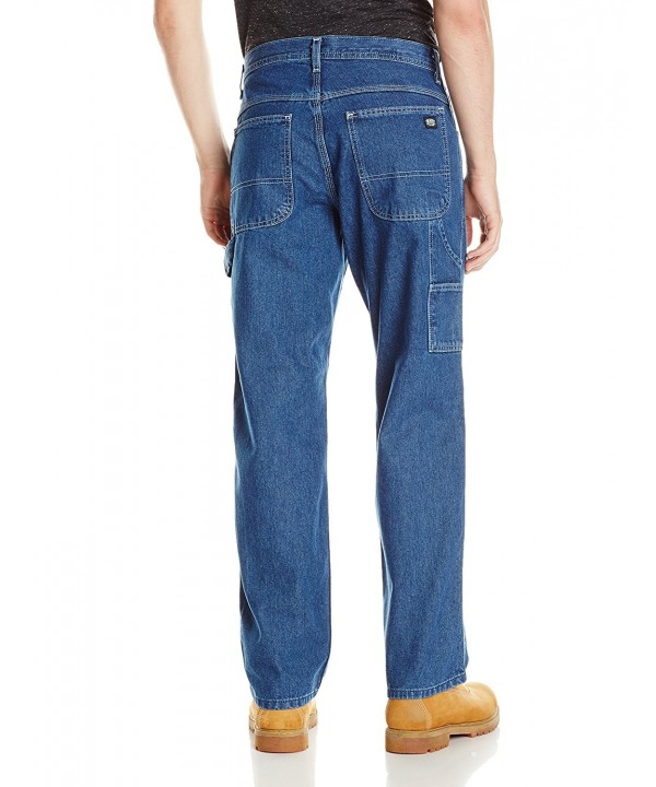 Men's Traditional Fit Denim Dungaree - Indigo/Enzyme Washed - CM112C0FNZF
