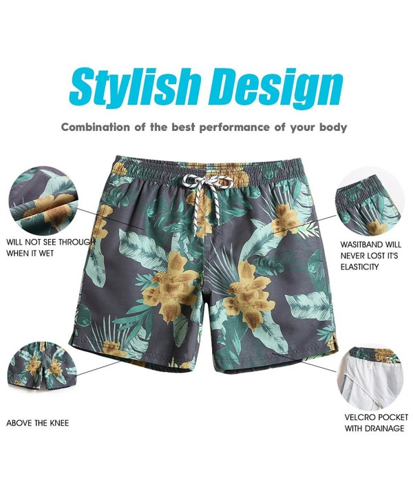 Mens Quick Dry Printed Pattern Swim Trunks With Mesh Lining Swimwear ...