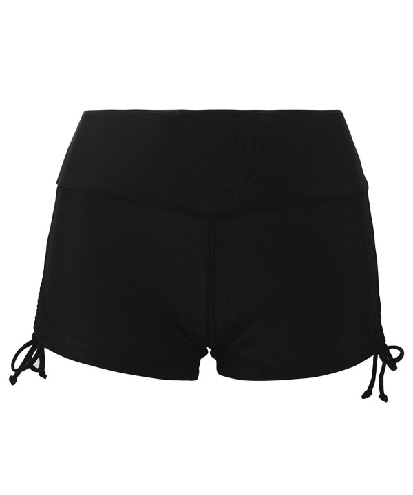 Women's Sport Bikini Bottom Side-Twist Swim Shorts - Black - CP1865IWMTH