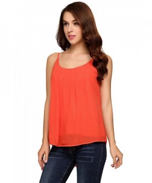 Women's Casual Pleated Front Sleeveless Chiffon Cami Tank Tops M-XXXL ...