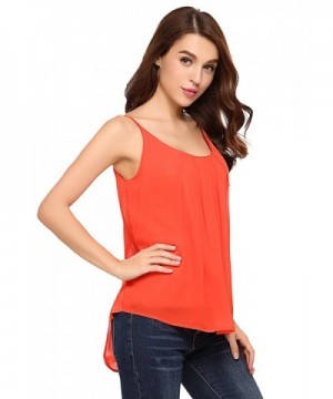 Women's Casual Pleated Front Sleeveless Chiffon Cami Tank Tops M-XXXL ...