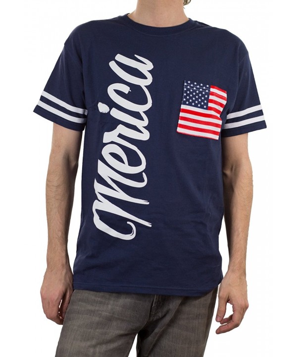 Men's Merica USA Flag Pocket T-Shirt - C6182A9S0MA