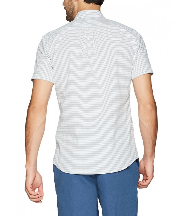 Men's Slim-Fit Short-Sleeve Horizontal Stripe Shirt - Grey/White ...
